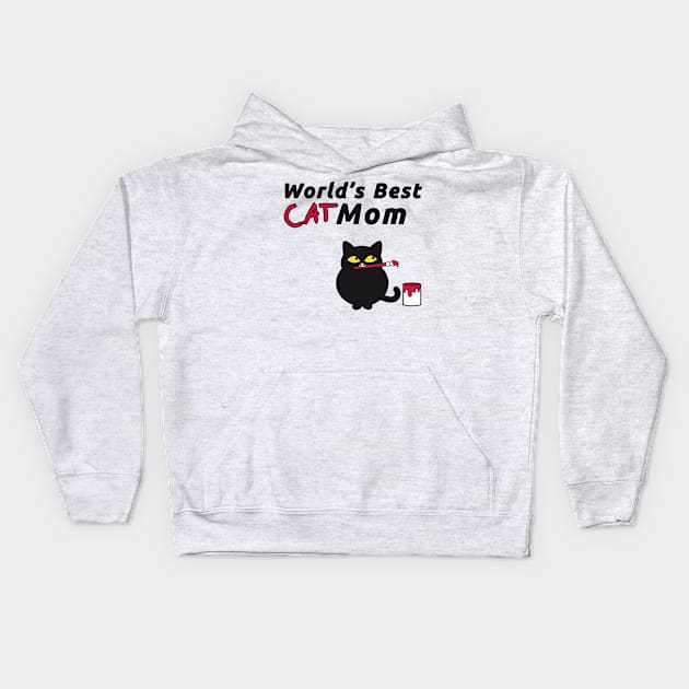 World's Best Cat Mom Cute Chubby kitty Painting Kids Hoodie by HappyGiftArt